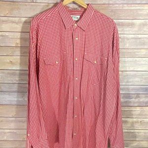 Orvis Red Gingham Check Pearl Snap Button Shirt